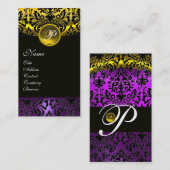 PAARSE ZWARTE TOPAZ DAMASKMONOGRAM, goud Visitekaartje (Voorkant / Achterkant)