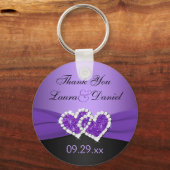 Paarse, zwarte, verbonden harten weddenschap voor  sleutelhanger (Voorkant)