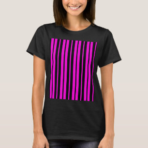 Paarse zwarte verticale strepen patroonontwerp t-shirt