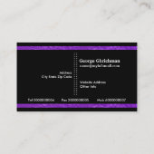 Paarse, zwarte verticale strepenontwerper visitekaartje (Achterkant)