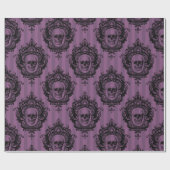 Paarse & zwarte Victoriaans schedels Patroon Hallo Cadeaupapier (Vlak)