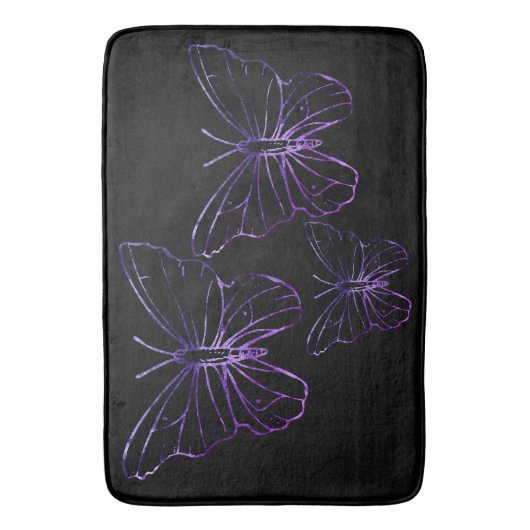  paarse zwarte vlinder badmat (Voorkant Verticaal)