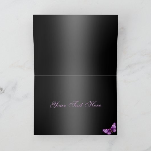 Paarse/zwarte vlinder bedankkaart (Binnen)