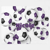 paarse zwarte voetballen atletische inrichting fleece deken (Voorkant (Horizontaal))