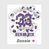 paarse zwarte voetballen clusterteamnaam sticker (Vel)