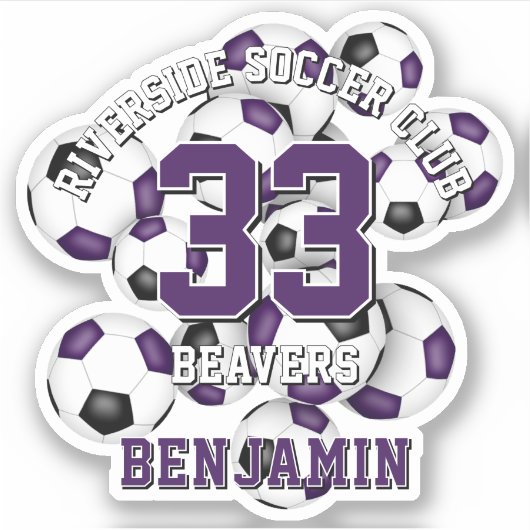 paarse zwarte voetballen clusterteamnaam sticker (Voorkant)