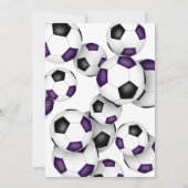 paarse zwarte voetballen meisjes jarig kaart (Achterkant)