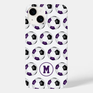 paarse zwarte voetballen patroon monogram Case-Mate iPhone 14 hoesje