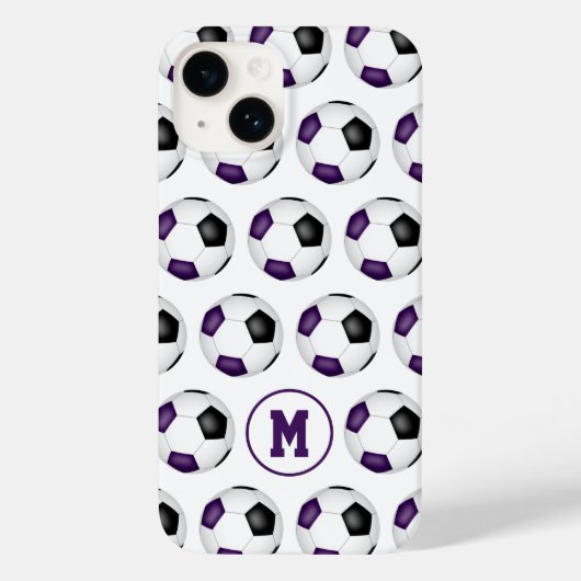 paarse zwarte voetballen patroon monogram Case-Mate iPhone case (Achterkant)