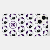 paarse zwarte voetballen patroon monogram Case-Mate iPhone case (Achterkant (horizontaal))
