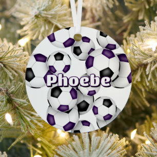 paarse zwarte voetballen sport keepsake metalen ornament