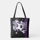 Paarse zwarte voetballen sterren atleet fan naam tote bag (Achterkant)