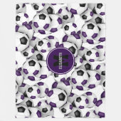 paarse zwarte voetballen team kleuren monogram fleece deken (Voorkant)