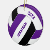 Paarse zwarte volleybal team kleuren gepersonalise keramisch ornament (Links)