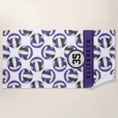paarse zwarte volleybal team kleuren geschenken strandlaken (Voorkant)
