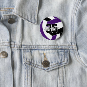 paarse zwarte volleybal team kleuren ronde button 5,7 cm