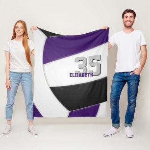 paarse zwarte volleybal team kleuren sportkamer fleece deken