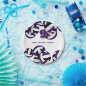 paarse zwarte volleyballen kinderfeestje papieren bordje (Feest)