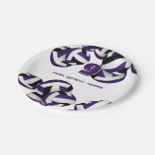 paarse zwarte volleyballen kinderfeestje papieren bordje (Gekanteld)