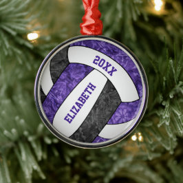 paarse zwarte volleybalsport metalen ornament