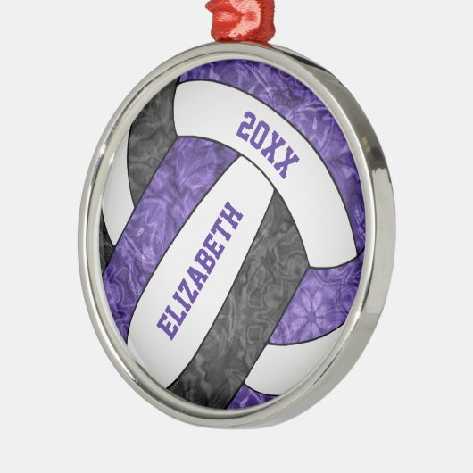 paarse zwarte volleybalsport metalen ornament (Links)