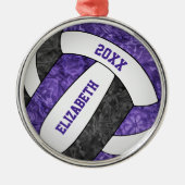 paarse zwarte volleybalsport metalen ornament (Voorkant)