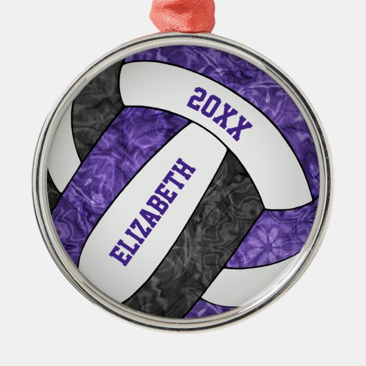 paarse zwarte volleybalsport metalen ornament (Voorkant)