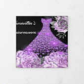 Paarse zwarte vrouwen PHOTO roos glitter Drieluik Uitnodiging (Cover)