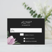 Paarse Zwarte Waterverf Bloemen RSVP Kaarten (Staand voorkant)