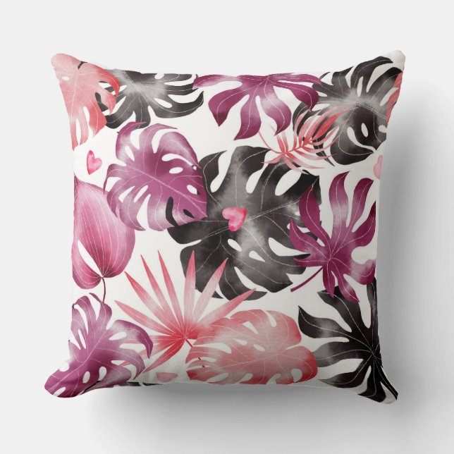 Paarse/zwarte Waterverf Pillow Kussen (Voorkant)