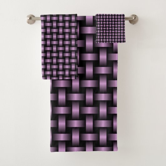 Paarse zwarte weefpatroon bad handdoek (Insitu)