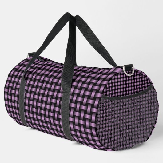 Paarse Zwarte Weefpatroon Grote Duffel Tas (Rechterhoek)