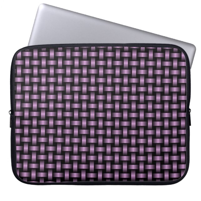 Paarse zwarte weefpatroon laptop sleeve (Voorkant)