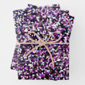 Paarse zwarte witte confetti  inpakpapier vel (In situ)