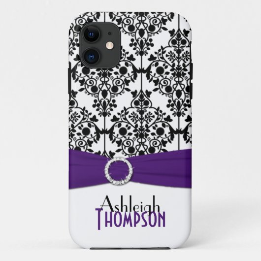 Paarse, zwarte, witte Damask iPhone 5 Hoesje (Achterkant)