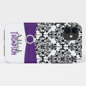 Paarse, zwarte, witte Damask iPhone 5 Hoesje (Achterkant (horizontaal))