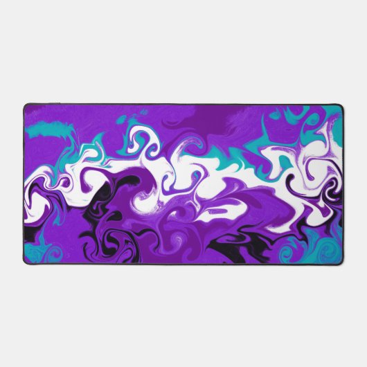 Paarse, zwarte, witte en turquoise vloeibare kunst bureaumat (Voorkant)