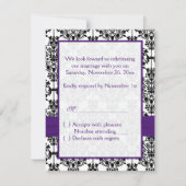 Paarse, zwarte, witte RSVP-kaart RSVP Kaartje (Achterkant)