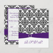 Paarse, zwarte, witte RSVP-kaart RSVP Kaartje (Voorkant / Achterkant)