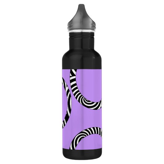 Paarse zwarte witte strepen en cirkels waterfles (Links)