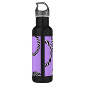 Paarse zwarte witte strepen en cirkels waterfles (Achterkant)