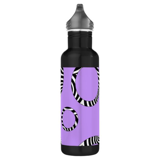 Paarse zwarte witte strepen en cirkels waterfles (Rechts)