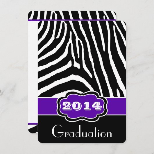 Paarse, zwarte, witte zebra afdrukAfstuderen uitno Kaart (Voorkant / Achterkant)