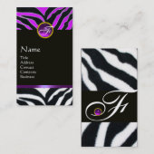 PAARSE ZWARTE WITTE ZEBRA FUR MONOGRAM VISITEKAARTJE (Voorkant / Achterkant)
