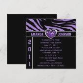 Paarse Zwarte Zebra Paarse en Zilveren Hart Juweel Kaart (Voorkant / Achterkant)