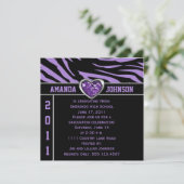 Paarse Zwarte Zebra Paarse en Zilveren Hart Juweel Kaart (Staand voorkant)