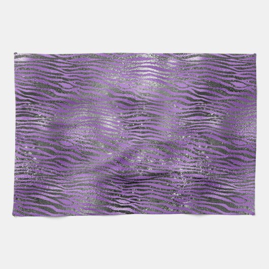 Paarse zwarte zebra print theedoek (Horizontaal)