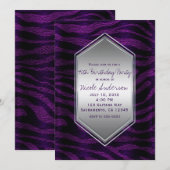 Paarse Zwarte Zebra Print Verjaardagsfeest Elk Eve Kaart (Voorkant / Achterkant)