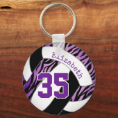 paarse zwarte zebra strepen accentmeisjes volleyba sleutelhanger (Achterkant)