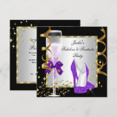 Paarse Zwarte Zilveren Vrouwendag Kaart (Voorkant / Achterkant)